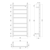 Thermorail Straight/Round 530x1120x122mm 80Watts 8 Bars - Brushed