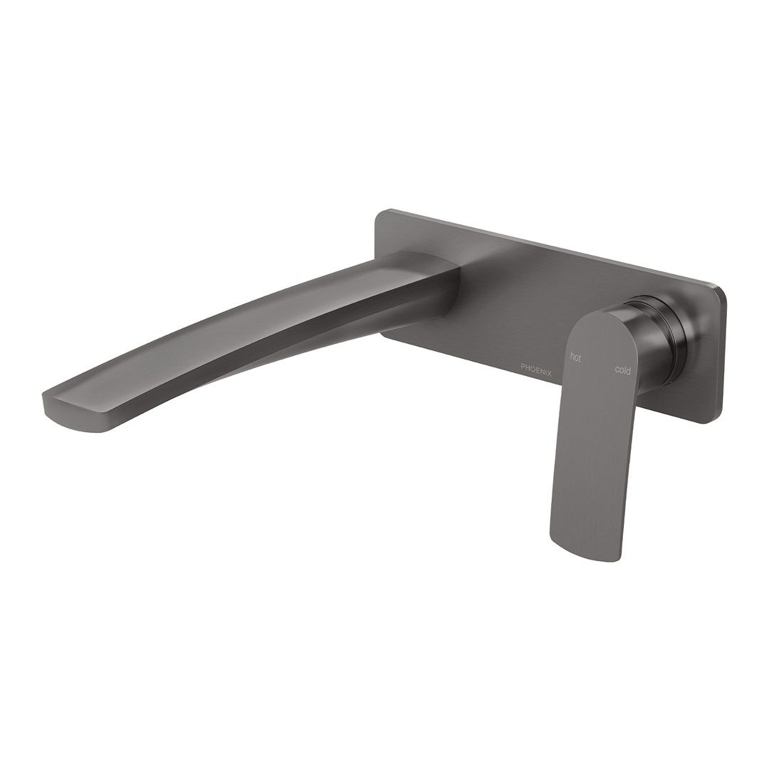 Phoenix Mekko Switchmix Wall Basin/Bath Mixer Set 200Mm Fit Off Kit - Brushed Carbon