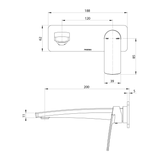 Mekko Switchmix Wall Basin/Bath Phoenix Mixer Set 200mm Fit off Kit - Brushed Nickel