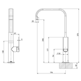 Teel Sink Phoenix Mixer 200mm Squareline - Chrome