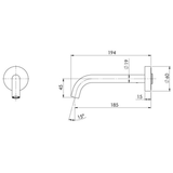 Vivid Slimline Plus Wall Phoenix Basin/Bath Outlet 180Mm - Chrome