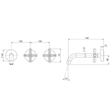 Vivid Slimline Plus Wall Phoenix Basin /Bath Hostess Set 180Mm Outlet - Chrome