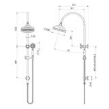Cromford Twin Phoenix Shower 210Mm Rose - Brushed Gold