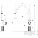Wiltern Wiltern Sink Phoenix Mixer 200mm - Brushed Carbon