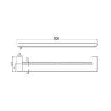 Nero Bianca Double Towel Rail 800Mm - Matte Black