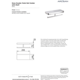 Arcisan Eneo Double Streamline Toilet Roll Holder With Shelf 30cm - Matt Black