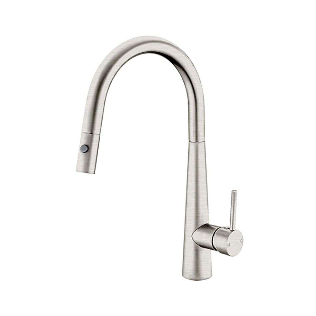 Nero Dolce Pull Out Sink Mixer With Vegie Spray Function Shower - Brushed Nickel