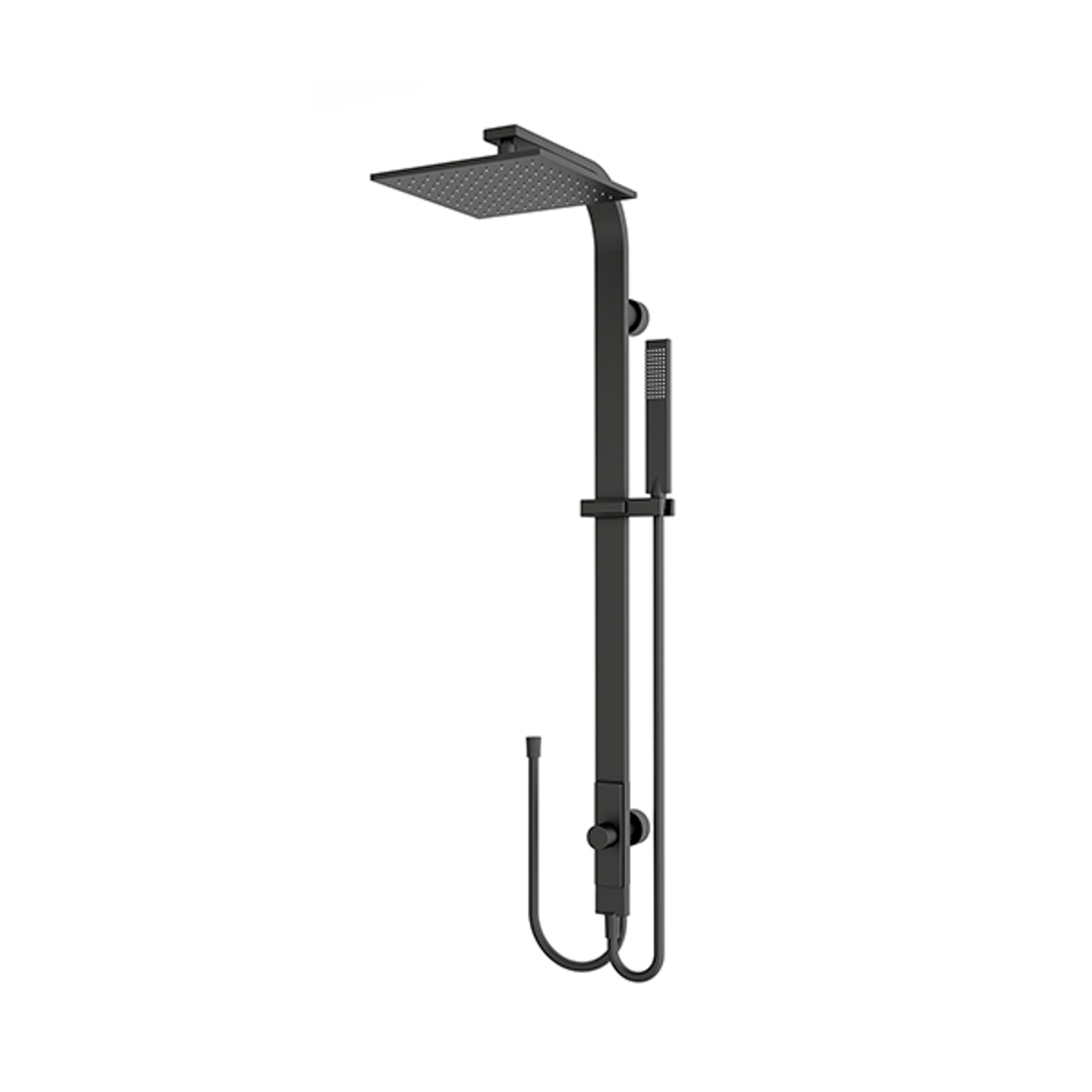 Nero Rain Square Shower Set Double Hose - Matte Black