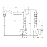 Eleanor Shepherds Crook Kitchen Sink Fienza Mixer - Urban Brass/White