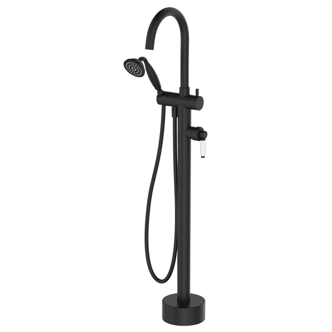Fienza Eleanor Floor Mixer & Shower - Matte Black/White