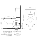 Leda 2000 Smartflush Back Inlet Caroma Suite C/W Seat White