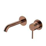 Fienza Kaya Basin/Bath Wall Mixer Set Round Plates 160Mm Outlet - Brushed Copper Lf Sus304