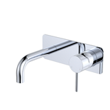 Fienza Kaya Basin/Bath Wall Mixer Set Rectangular Plate 130Mm Outlet - Chrome Lf Sus304