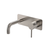 Fienza Kaya Basin/Bath Wall Mixer Set Rect Plate 130Mm Outlet - Brushed Nickel Lf Sus304