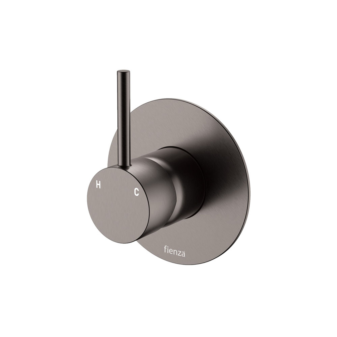 Fienza Kaya Up Wall Mixer Large Round Plate - Gun Metal