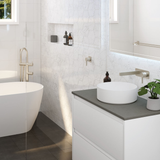 Fienza Sansa Basin Wall Mixer Set Brushed Nicked Soft Square Brushed Nickel Plate