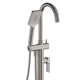 Fienza Tono Floor Mounted Bath Mixer With Hand Shower Brushed Nickel