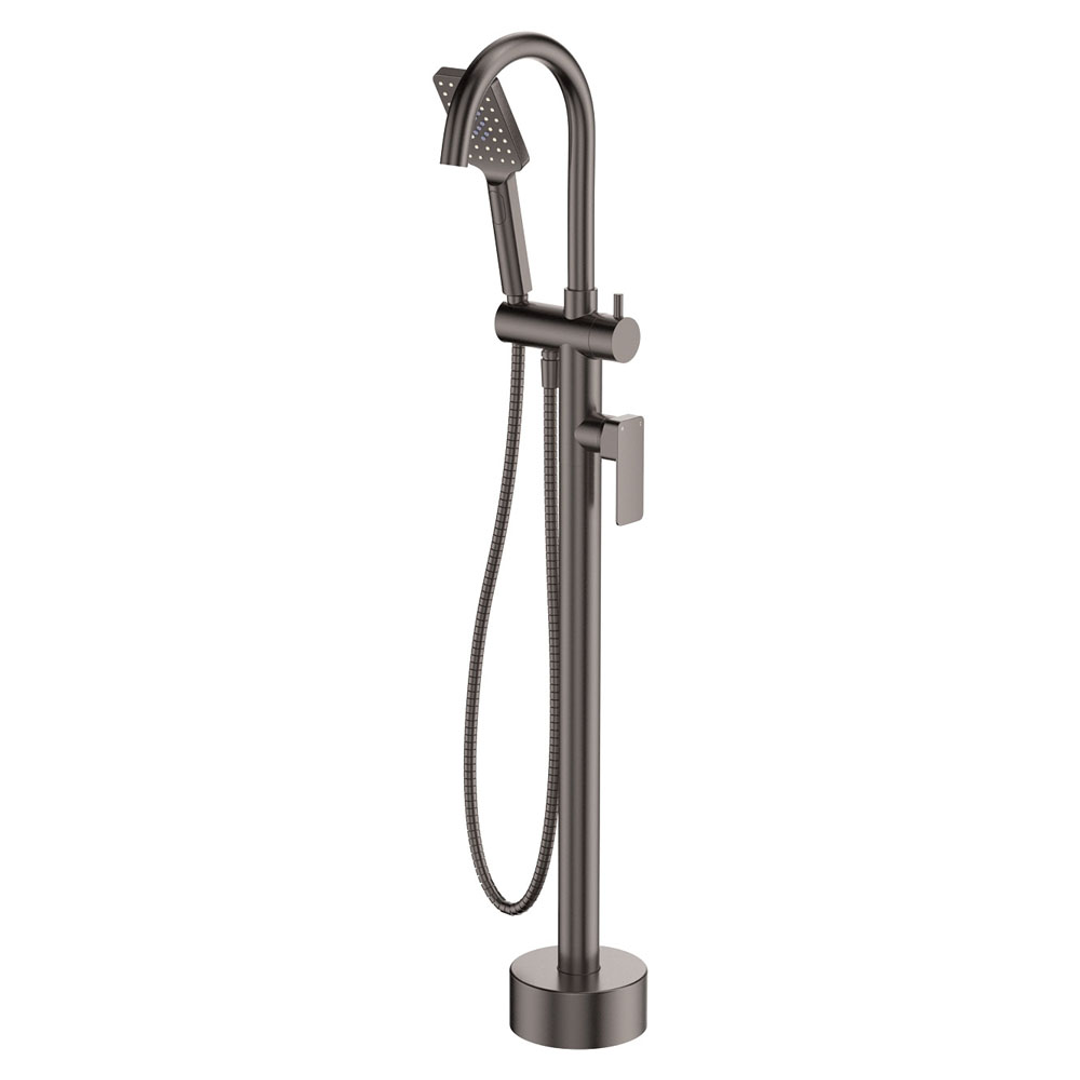 Fienza Tono Floor Mounted Bath Mixer With Hand Shower - Gun Metal