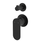 Fienza Empire Slim Wall Diverter Mixer Small Round Plates Vertical - Matte Black Lf