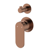 Fienza Empire Slim Wall Diverter Mixer Small Round Plates Vertical - Brushed Copper Lf