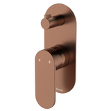 Fienza Empire Slim Wall Diverter Mixer Large Oval Plate Vertical - Brushed Copper Lf