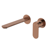 Fienza Empire Slim Basin/Bath Wall Mixer Set Round Plates 200mm - Brushed Copper Lf