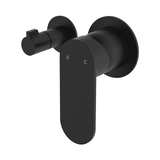 Fienza Empire Slim Wall Diverter Mixer Small Round Plates Horizontal - Matte Black Lf