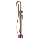 Fienza Empire Slim Floor Mounted Bath Mixer With Hand Shower - Brushed Copper