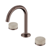Nero Serenity Basin Set Arc Spout Brushed Bronze - Rome Travertine Handle