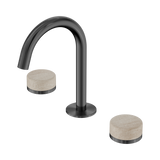 Nero Serenity Basin Set Arc Spout Gunmetal - Rome Travertine Handle