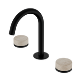 Nero Serenity Basin Set Arc Spout Matte Black - Rome Travertine Handle