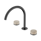 Nero Serenity Bath/Kitchen Set Arc Spout Gunmetal - Rome Travertine Handle