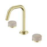 Nero Serenity Basin Set Edge Spout Brushed Gold - Rome Travertine Handle