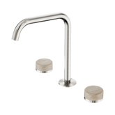 Nero Serenity Bath/Kitchen Set Edge Spout Brushed Nickel - Rome Travertine Handle