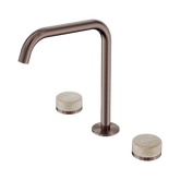 Nero Serenity Bath/Kitchen Set Edge Spout Brushed Bronze - Rome Travertine Handle