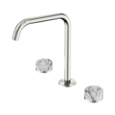 Nero Serenity Bath/Kitchen Set Edge Spout Brushed Nickel - Arabescato Corchia Handle