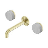 Nero Serenity Wall Basin Set 160Mm Spout Brushed Gold - Carrara Handle