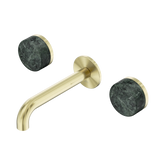 Nero Serenity Wall Basin Set 160Mm Spout Brushed Gold - Verde Alpi Handle