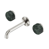 Nero Serenity Wall Basin Set 160Mm Spout Brushed Nickel - Verde Alpi Handle