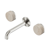 Nero Serenity Wall Basin Set 160Mm Spout Brushed Nickel - Rome Travertine Handle
