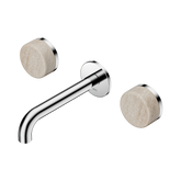 Nero Serenity Wall Basin Set 160Mm Spout Chrome - Rome Travertine Handle