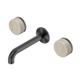 Nero Serenity Wall Basin Set 160Mm Spout Gunmetal - Rome Travertine Handle