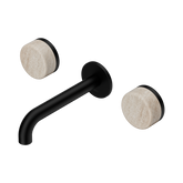 Nero Serenity Wall Basin Set 160Mm Spout Matte Black - Rome Travertine Handle