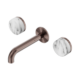 Nero Serenity Wall Basin Set 160Mm Spout Brushed Bronze - Arabescato Corchia Handle