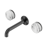 Nero Serenity Wall Basin Set 160Mm Spout Gunmetal - Arabescato Corchia Handle