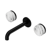 Nero Serenity Wall Basin Set 160Mm Spout Matte Black - Arabescato Corchia Handle