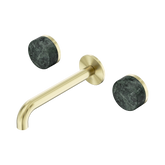 Nero Serenity Wall Basin Set 185Mm Spout Brushed Gold - Verde Alpi Handle