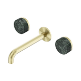 Nero Serenity Wall Basin Set 185Mm Spout Brushed Gold - Verde Alpi Handle