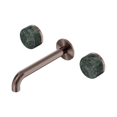 Nero Serenity Wall Basin Set 185Mm Spout Brushed Bronze - Verde Alpi Handle