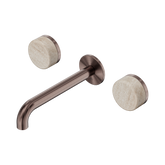 Nero Serenity Wall Basin Set 185Mm Spout Brushed Bronze - Rome Travertine Handle
